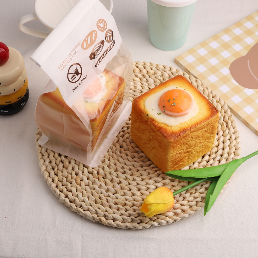 Square Toast with Fried Egg Slow Rebound Stress Relief Toy with Fragrance(1 PC)