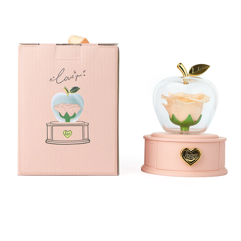Apple Gift Box Acrylic Eternal Rose Jewelry Box Valentine's Day Necklace Gift Box