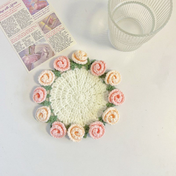 Mother's Day Gifts Handmade Crochet Rose Bouquet Coaster Set Transform
