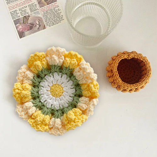 Handmade Crochet Lily of the Valley Coaster Set with Transformable Floral Design Eco-Friendly Home Decor Unique Gift for Mom