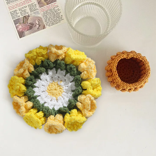 Handmade Crochet Lily of the Valley Coaster Set with Transformable Floral Design Eco-Friendly Home Decor Unique Gift for Mom