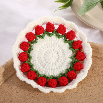 Mother's Day Gifts Handmade Crochet Tulip Coaster Set with Transformable Floral Design Eco-Friendly Home Decor 