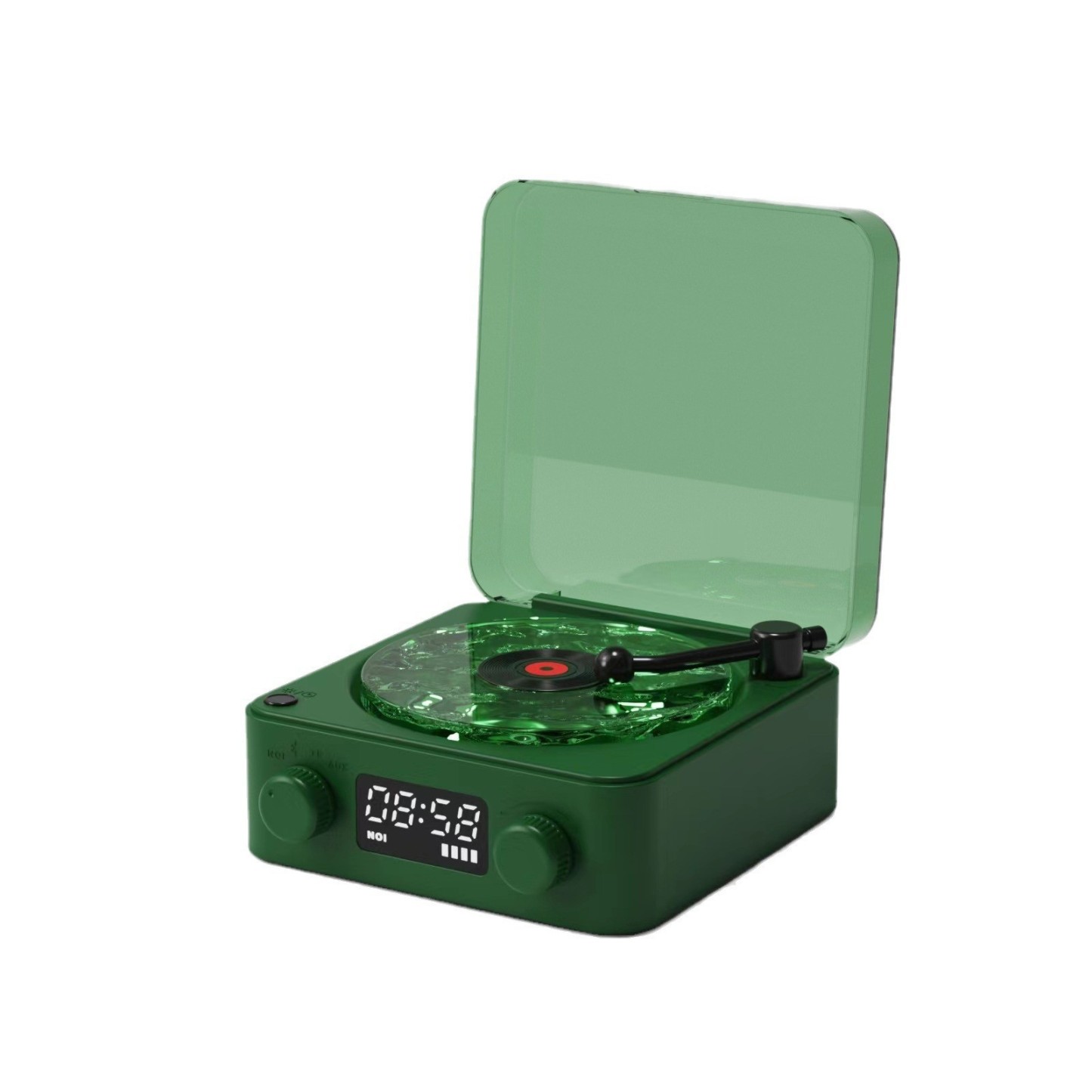Retro Mini TurntaRetro Mini Wave Turntable White Noise Machine & Bluetooth Speaker - 7 Colors, 4 Soothing Sounds, RGB/Breathing LED Bedside Night Light/Clock