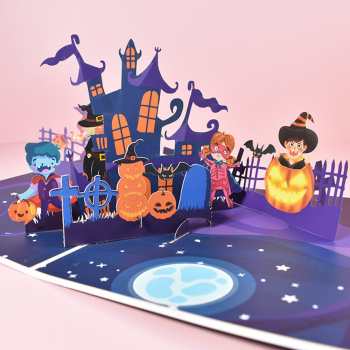 Halloween 3D Pop Up Card Horror Castle Pop Up Greeting Card - Giftlab