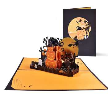 Halloween 3D Pop Up Card Pumpkin Graveyard Pop Up Greeting Card - Giftlab