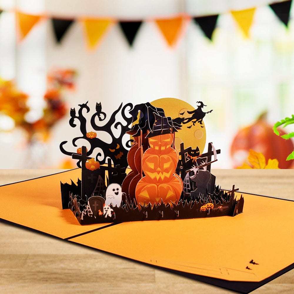 Halloween 3D Pop Up Card Pumpkin Graveyard Pop Up Greeting Card - Giftlab