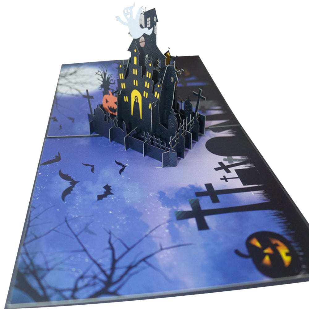 Halloween 3D Pop Up Card Cemetery Haunted House Pop Up Greeting Card - Giftlab