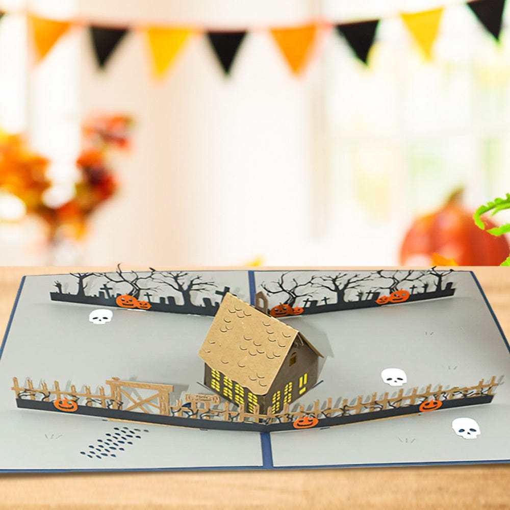Halloween 3D Pop Up Card Haunted House Pattern Pop Up Greeting Card - Giftlab