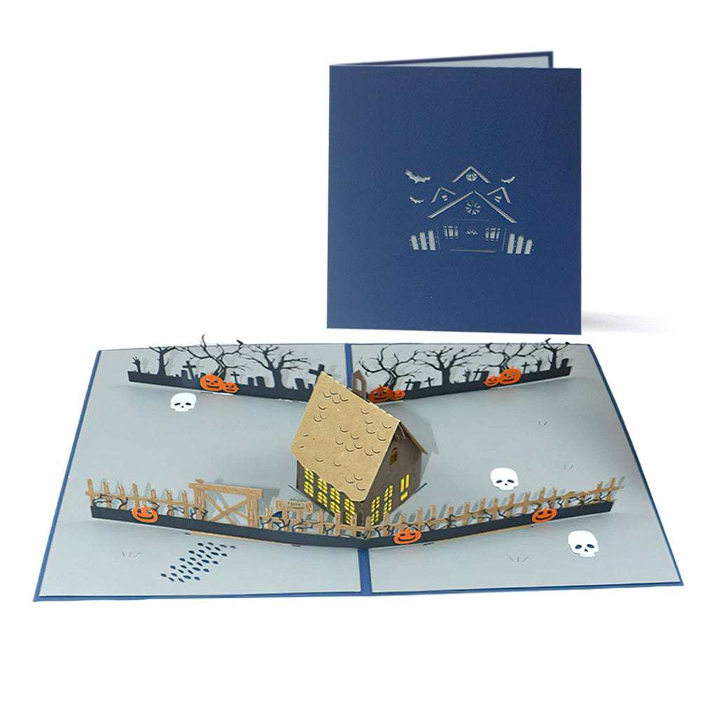 Halloween 3D Pop Up Card Haunted House Pattern Pop Up Greeting Card - Giftlab