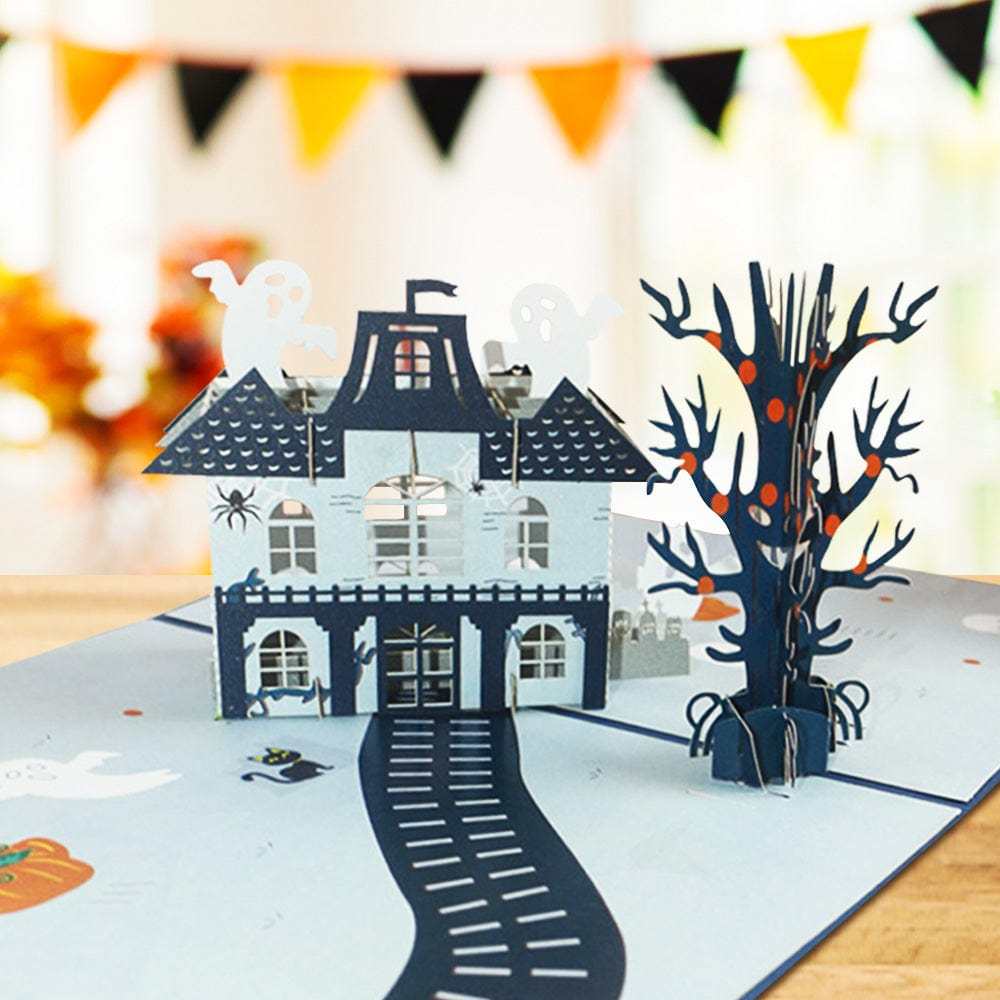 Halloween 3D Pop Up Card Ghost House Pop Up Greeting Card - Giftlab