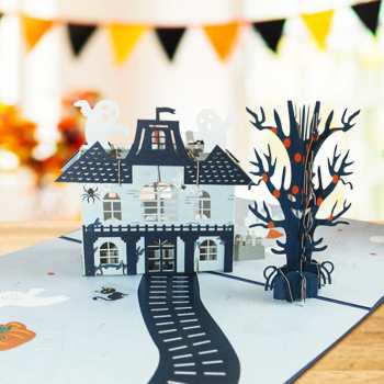 Halloween 3D Pop Up Card Ghost House Pop Up Greeting Card - Giftlab