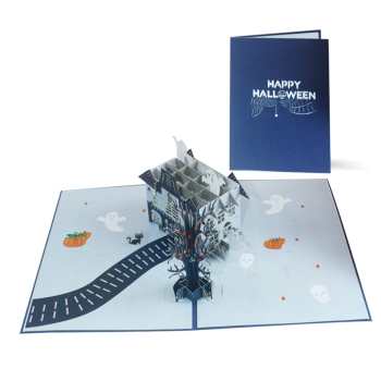 Halloween 3D Pop Up Card Ghost House Pop Up Greeting Card - Giftlab