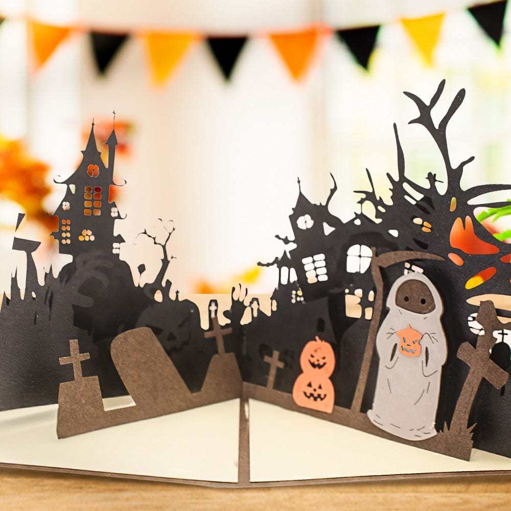 Halloween 3D Pop Up Card Haunted House Tombstone Pop Up Greeting Card - Giftlab