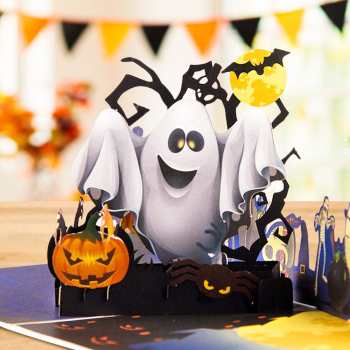 Halloween 3D Pop Up Card Ghost Pumpkin Pop Up Greeting Card - Giftlab