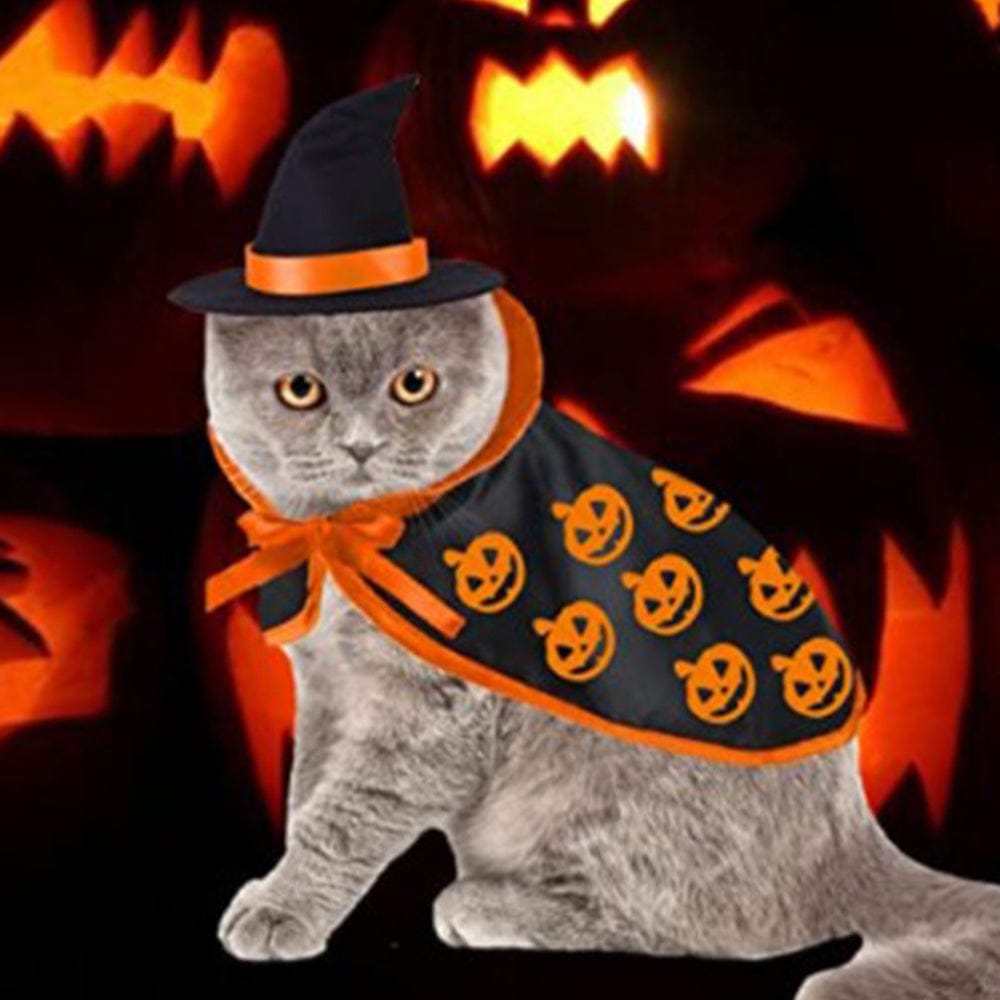 Halloween Pet Costume Set Vampire Cloak with Wizard Hat for Cat Puppy Halloween Party Pet Cosplay - Giftlab