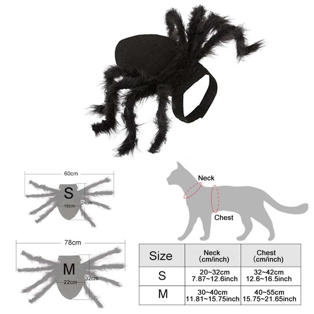 Halloween Pet Spider Costume Spider Cosplay Costumes with Adjustable Velcro for Small Medium Dogs and Cats - Giftlab