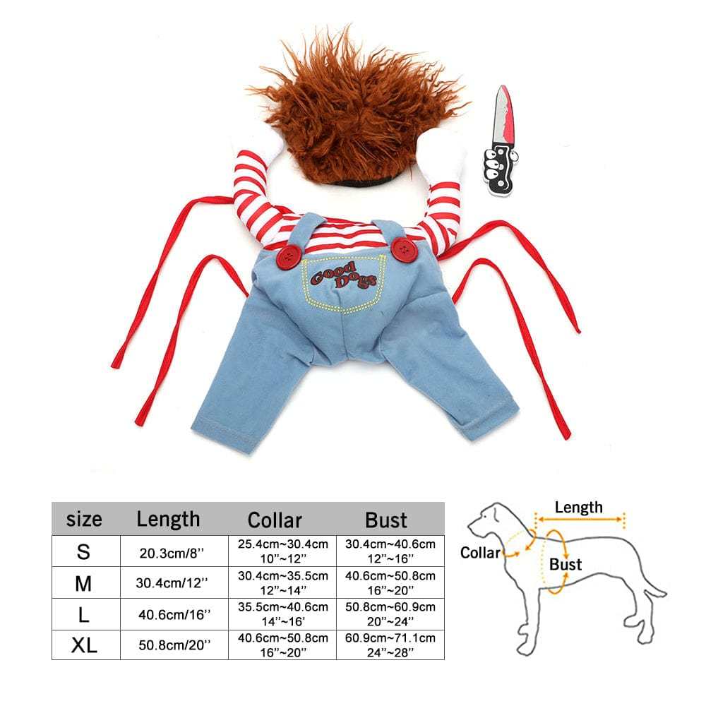 Halloween Pet Deadly Doll Dog Costume Pet Cosplay Halloween Christmas Funny Costume for Small Medium and Large Dogs - Giftlab