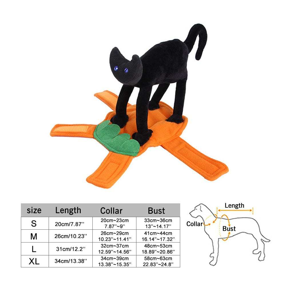 Halloween Pet Cosplay Halloween Costume Carrying Pumpkin Clothes with Cartoon Black Cat Pet Costume - Giftlab