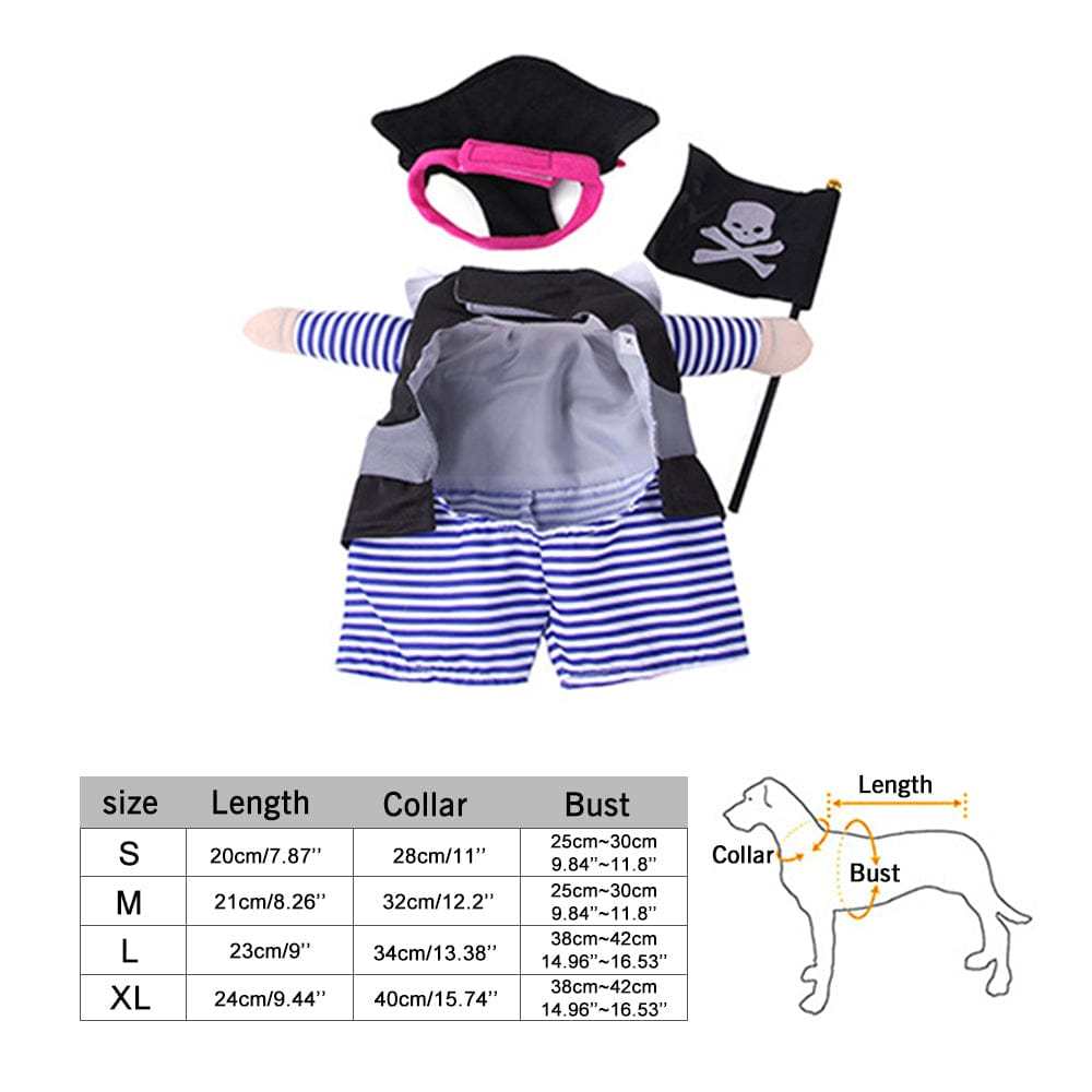 Halloween Pirate Pet Costume Halloween Caribbean Style Pet Dressing up Cosplay Party Costume with Hat for Dogs Cats - Giftlab