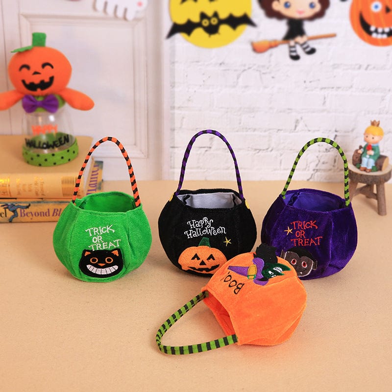 Halloween Trick or Treat Bags Reusable Candy Basket Gifts for Kids 4 Styles