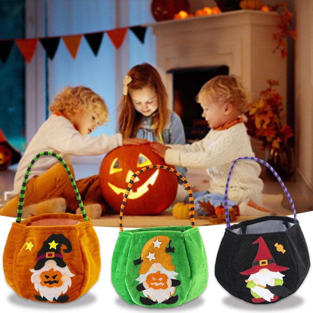 Halloween Trick or Treat Bags Candy Storage Basket Halloween Gifts for Kids 3 Styles - Giftlab