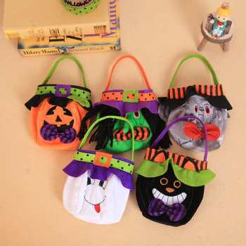 Halloween Candy Basket Trick or Treat Bags Gifts for Kids Reusable Halloween Party - Giftlab
