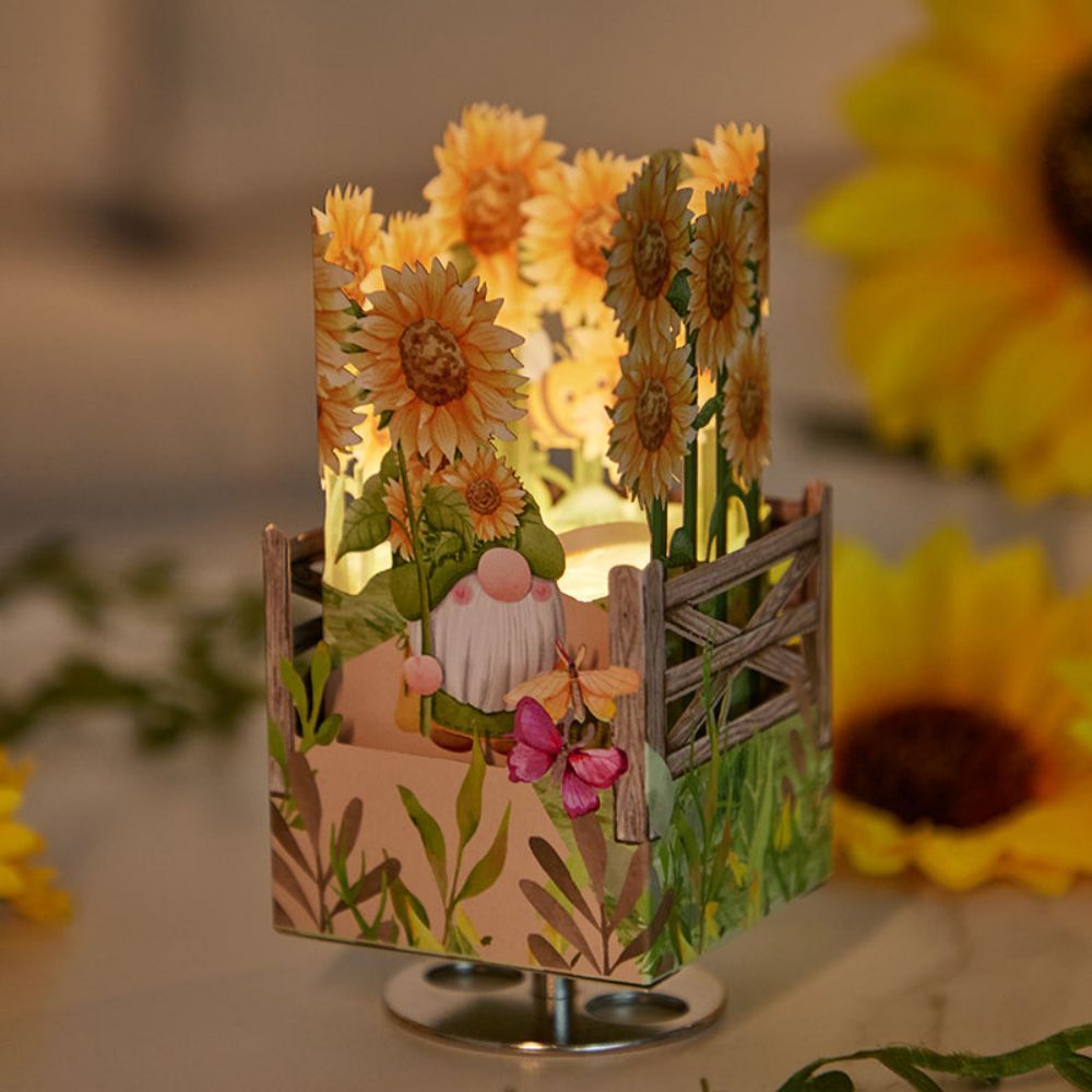 Sunflower Gnome 3D Paper Music Box - NameNecklace