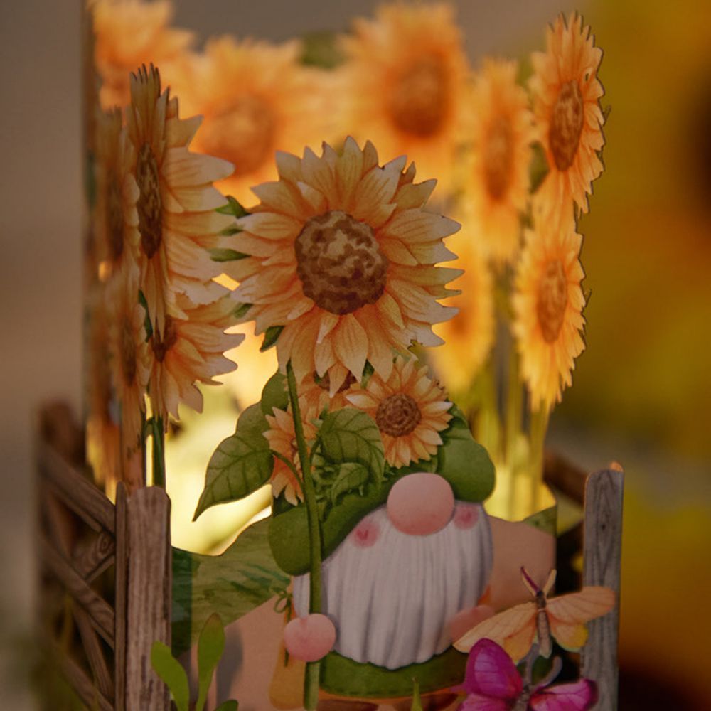 Sunflower Gnome 3D Paper Music Box - NameNecklace