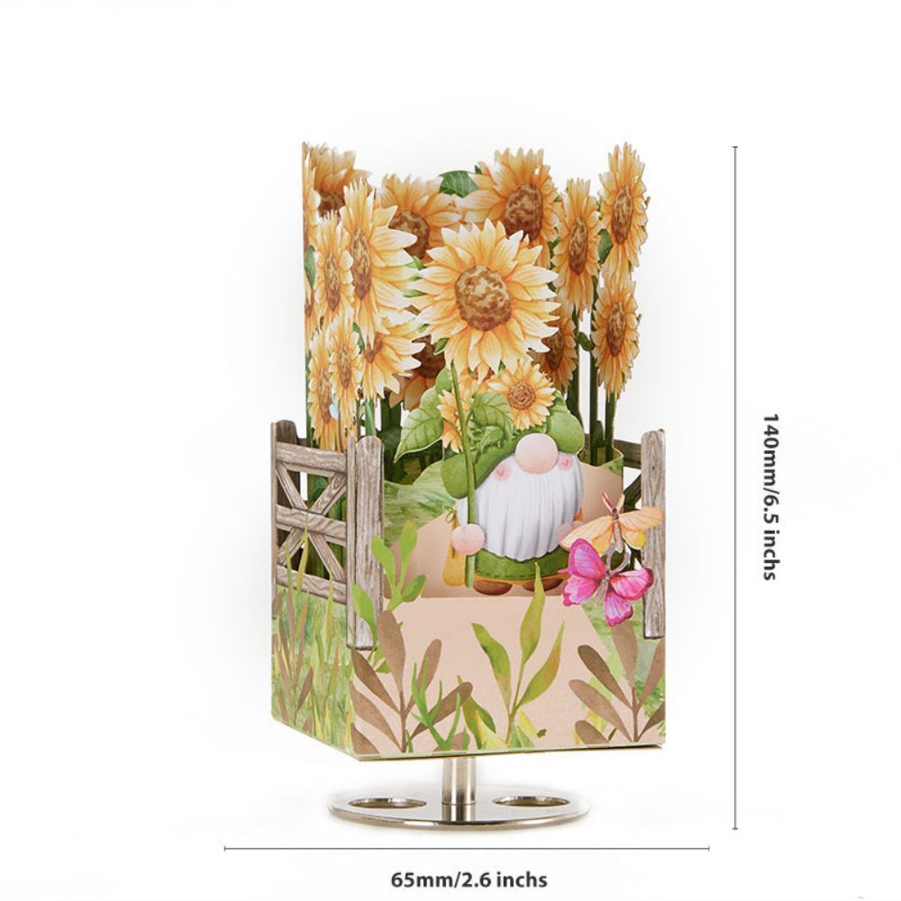 Sunflower Gnome 3D Paper Music Box - NameNecklace