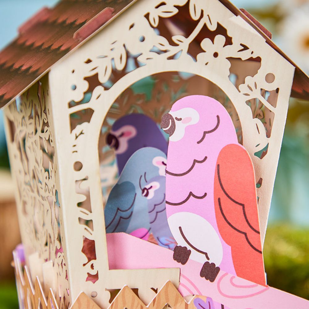 Bird House 3D Paper Music Box Gift for Mother's Day - NameNecklace