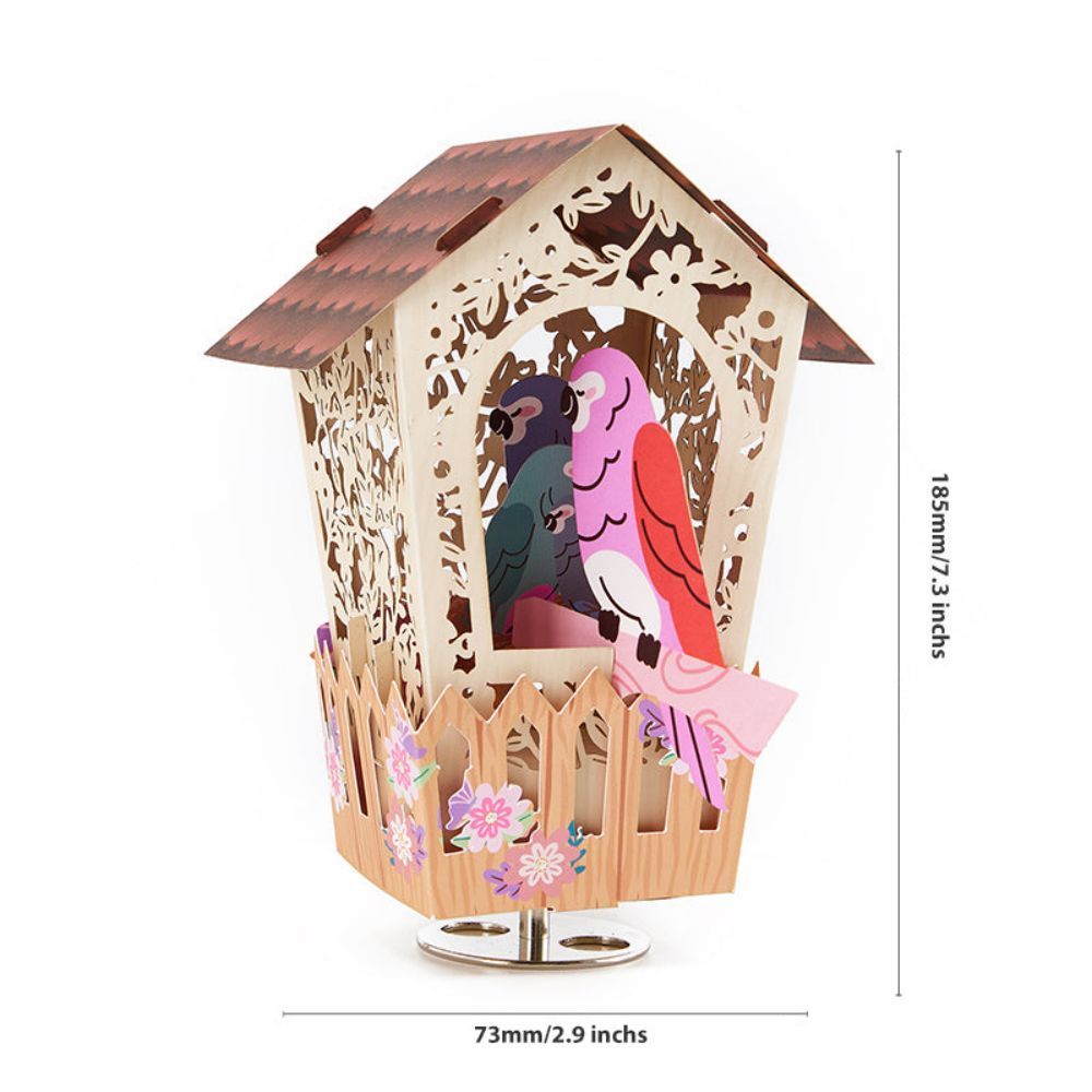 Bird House 3D Paper Music Box Gift for Mother's Day - NameNecklace