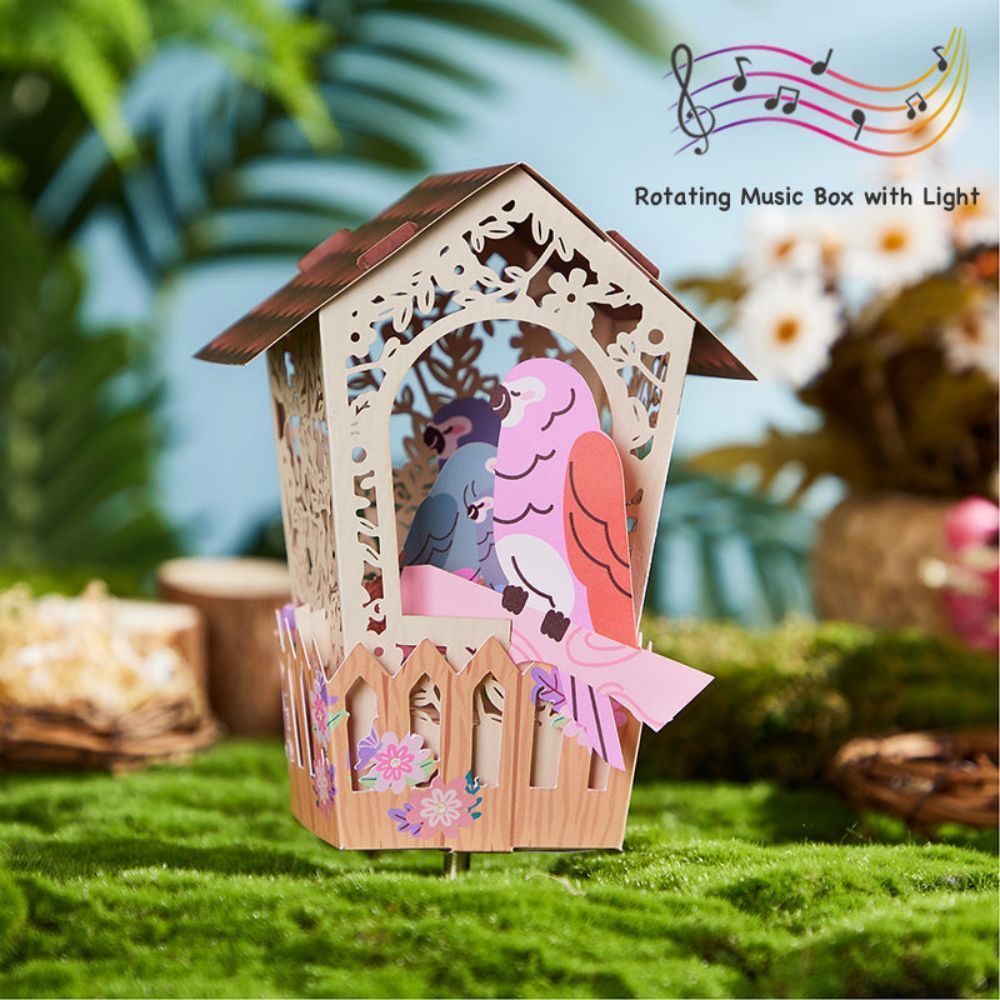 Bird House 3D Paper Music Box Gift for Mother's Day - NameNecklace