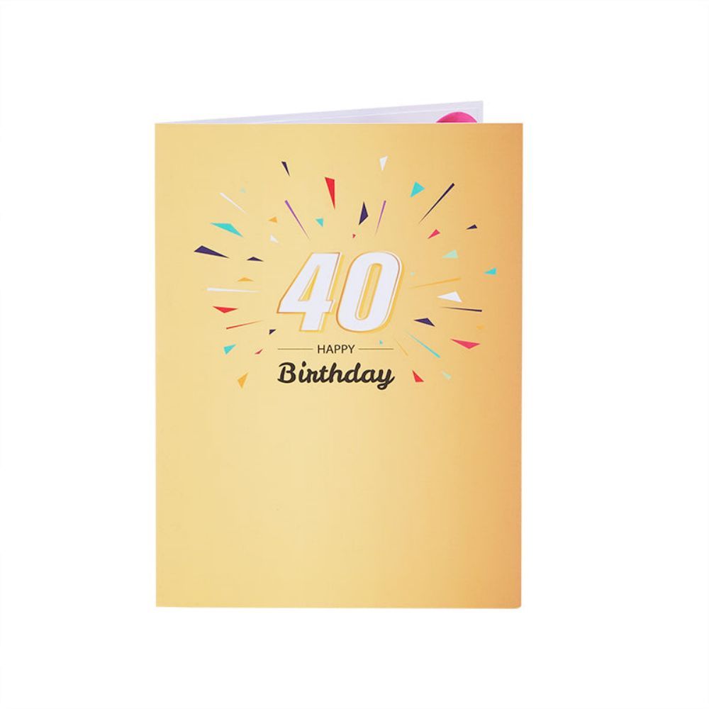 Lights and Music 40th Happy Birthday 3D Pop Up Greeting Card for Her or Him - NameNecklace