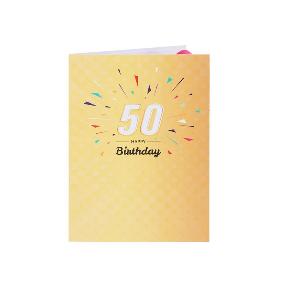 Lights and Music 50th Happy Birthday 3D Pop Up Greeting Card for Her or Him - NameNecklace