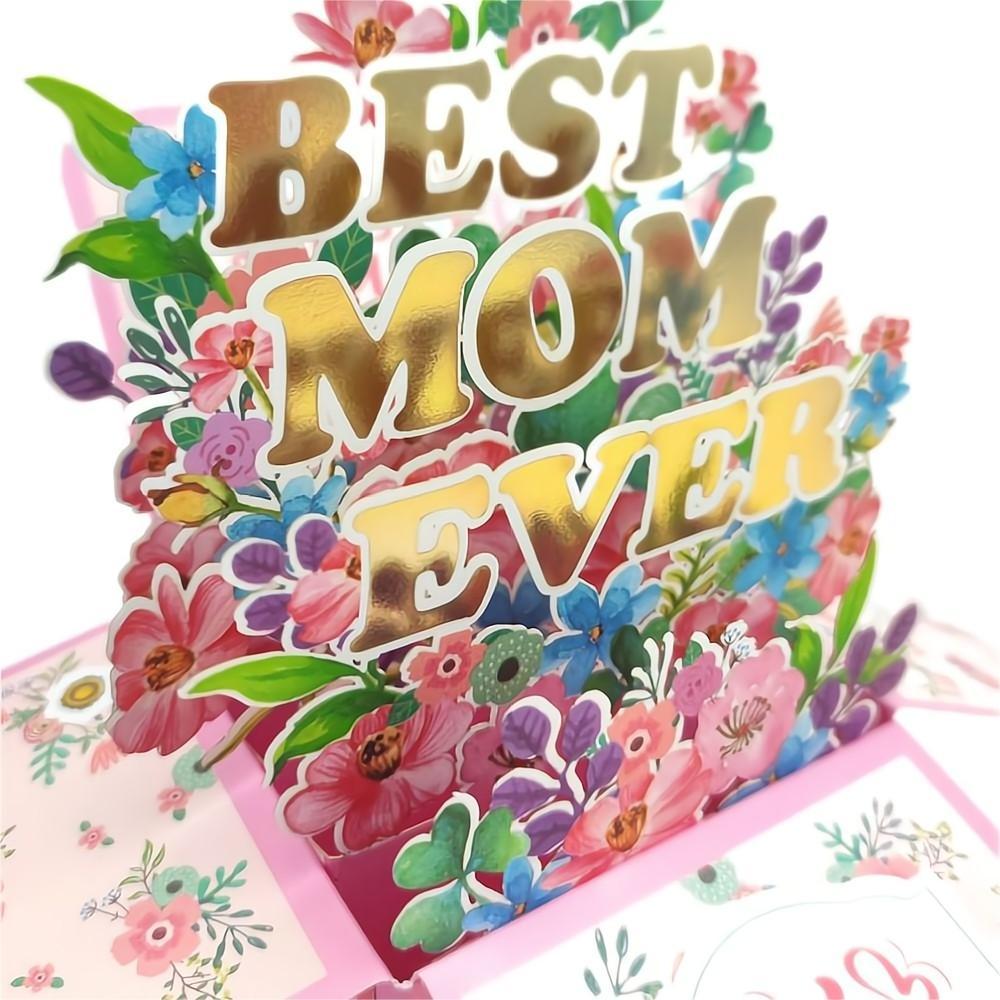 Mother's Day Pop Up Box Card Best Mom 3D Pop Up Greeting Card - NameNecklace