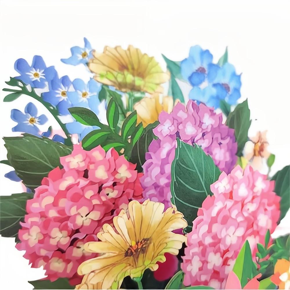 Hydrangea Pop Up Box Card Flower 3D Pop Up Greeting Card - NameNecklace