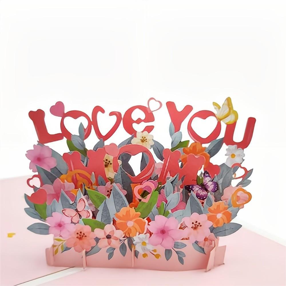 Love Mom Pop Up Box Card Flower 3D Pop Up Greeting Card for Mom - NameNecklace