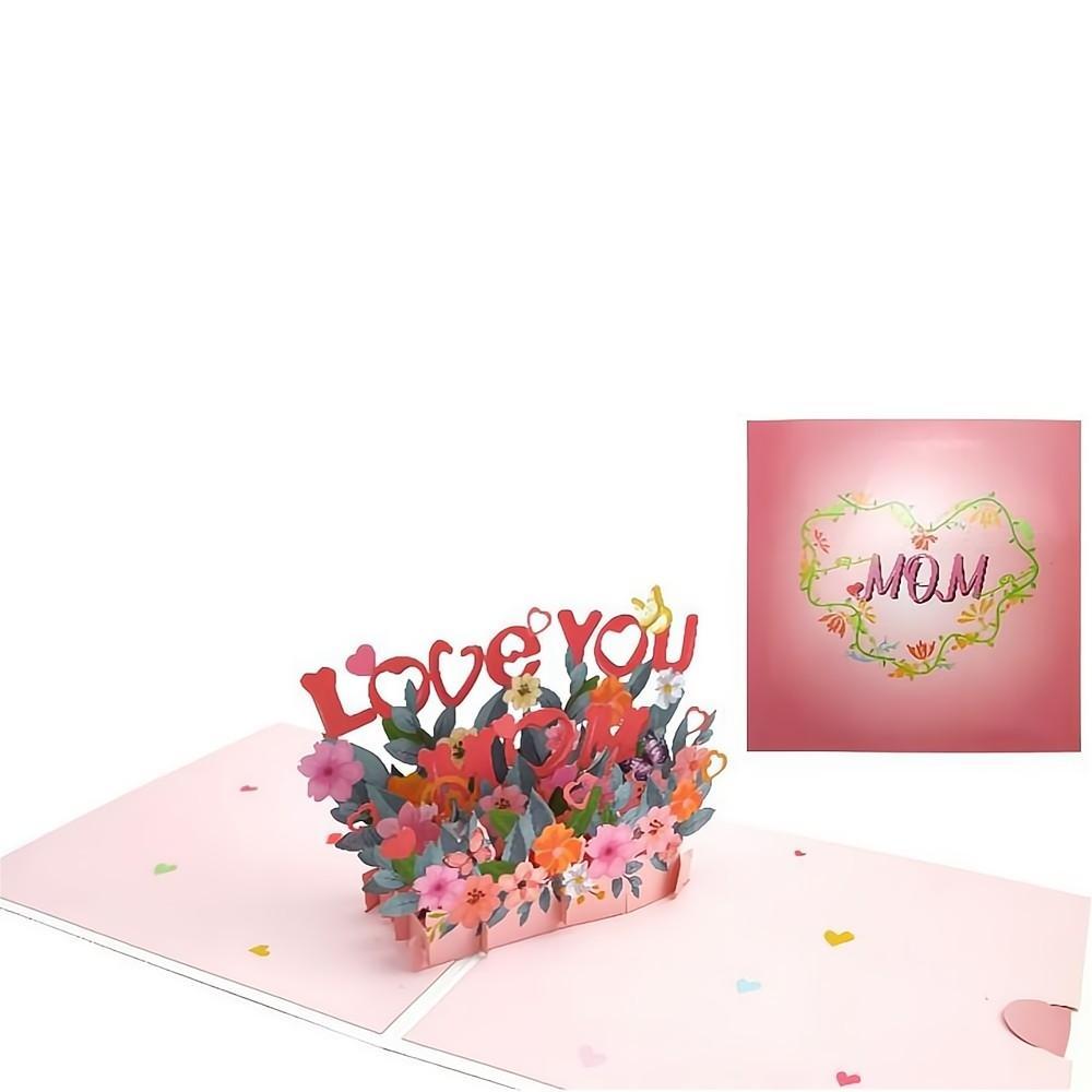 Love Mom Pop Up Box Card Flower 3D Pop Up Greeting Card for Mom - NameNecklace