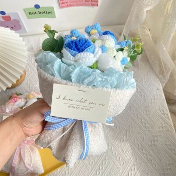 Crochet Flowers Bouquet Handmade Knitted Flowers Bouquet Gift for Her - NameNecklace