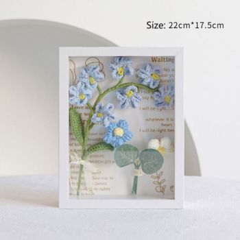Crochet Bouquets Photo Frame Handmade Knitted Flower Shadowbox Frame Desktop Decoration - NameNecklace