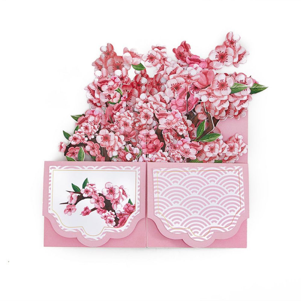 Cherry Blossom Pop Up Box Card Flower 3D Pop Up Greeting Card - NameNecklace