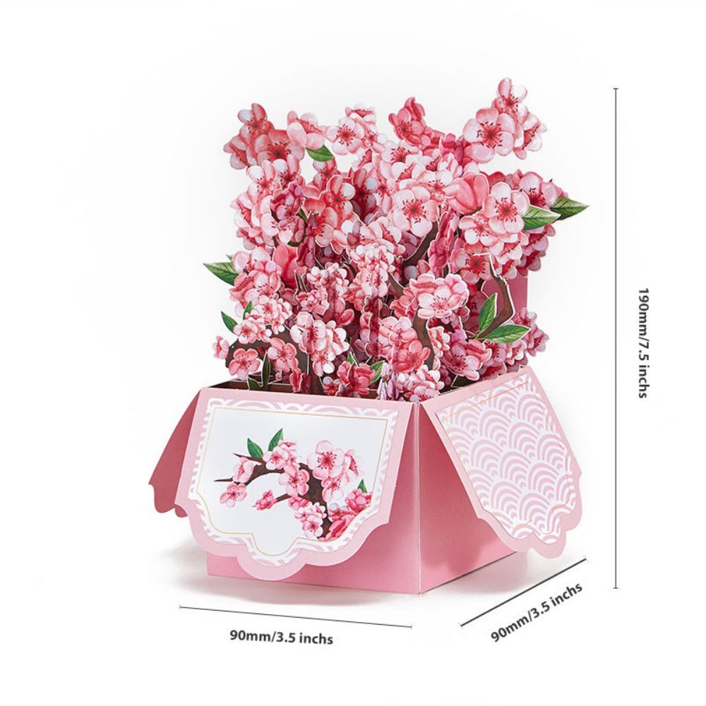 Cherry Blossom Pop Up Box Card Flower 3D Pop Up Greeting Card - NameNecklace