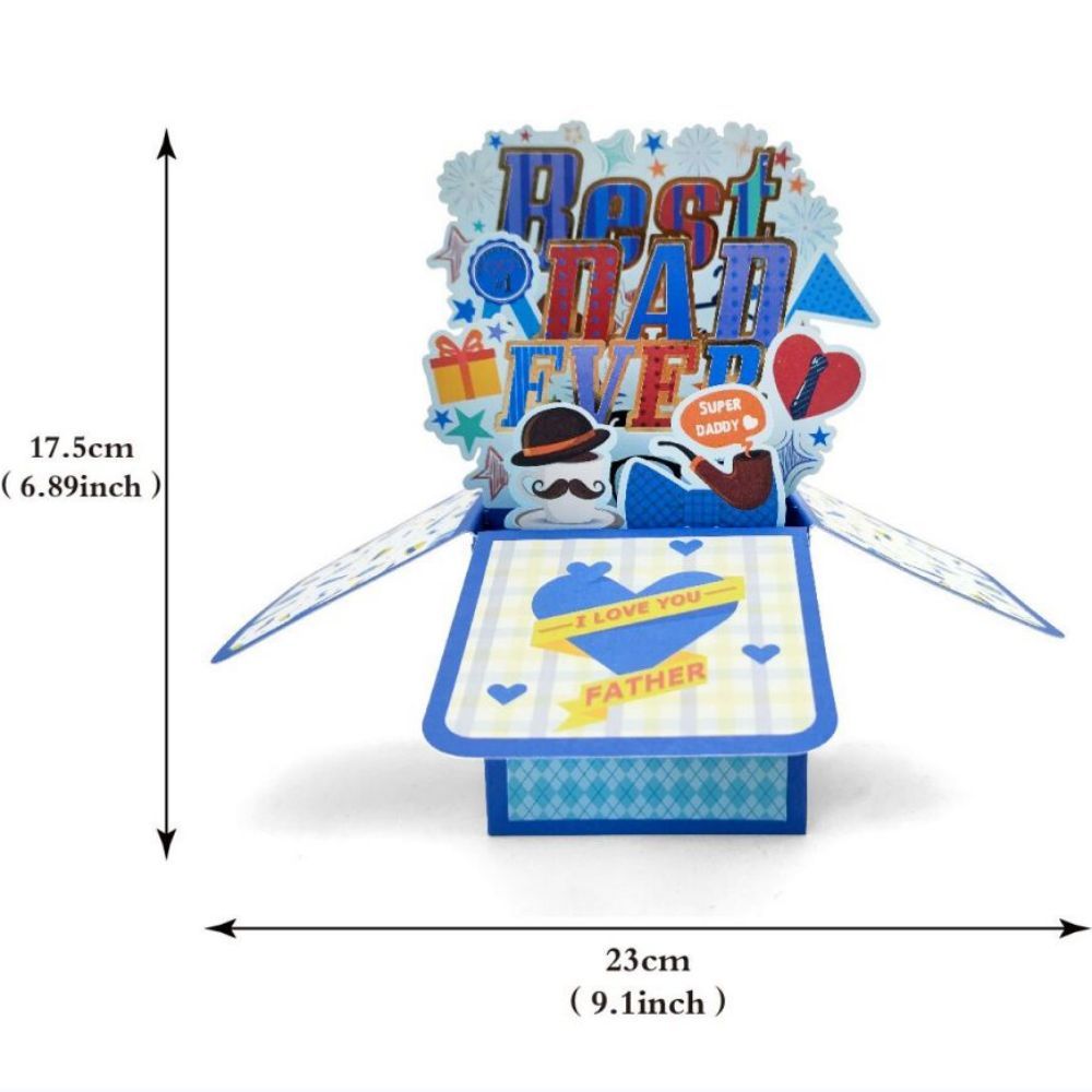 Father's Day 3D Pop Up Box Card Best Dad Ever Greeting Card for Dad - NameNecklace