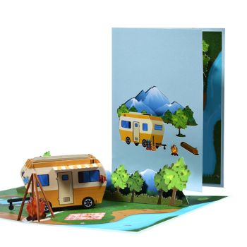 RV Travel 3D Pop Up Greeting Card for Travel Lover - NameNecklace