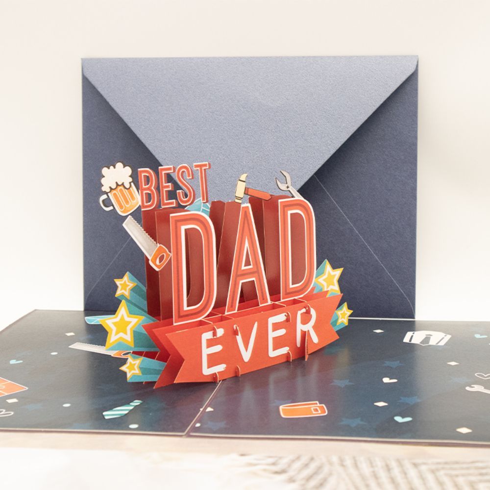 Father's Day 3D Pop Up Card Best Dad Ever Greeting Card for Dad - NameNecklace