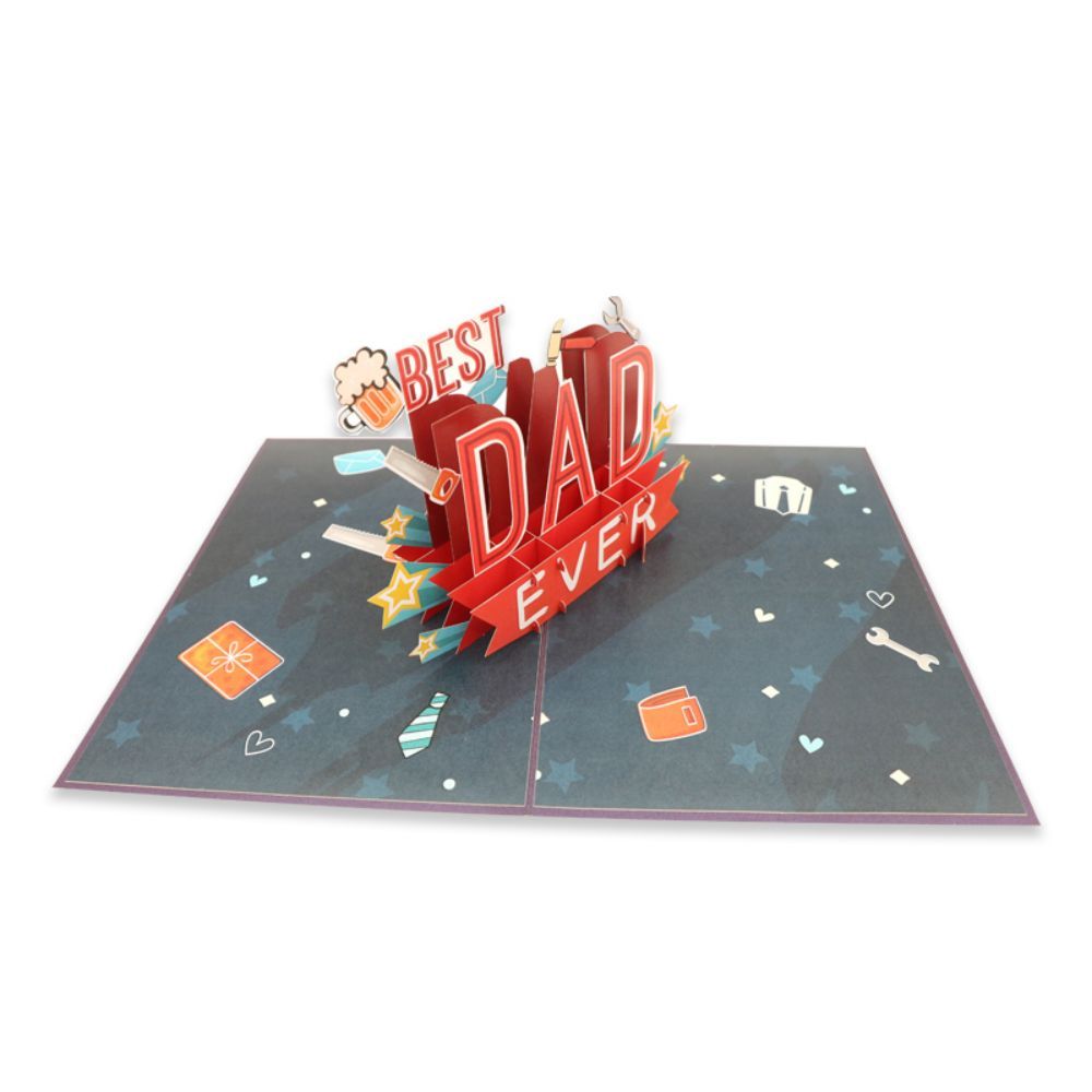 Father's Day 3D Pop Up Card Best Dad Ever Greeting Card for Dad - NameNecklace