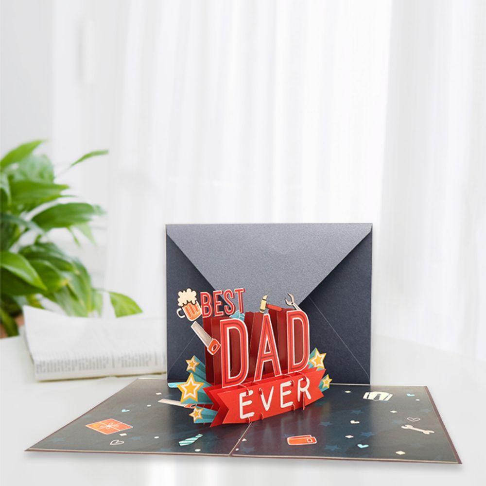Father's Day 3D Pop Up Card Best Dad Ever Greeting Card for Dad - NameNecklace