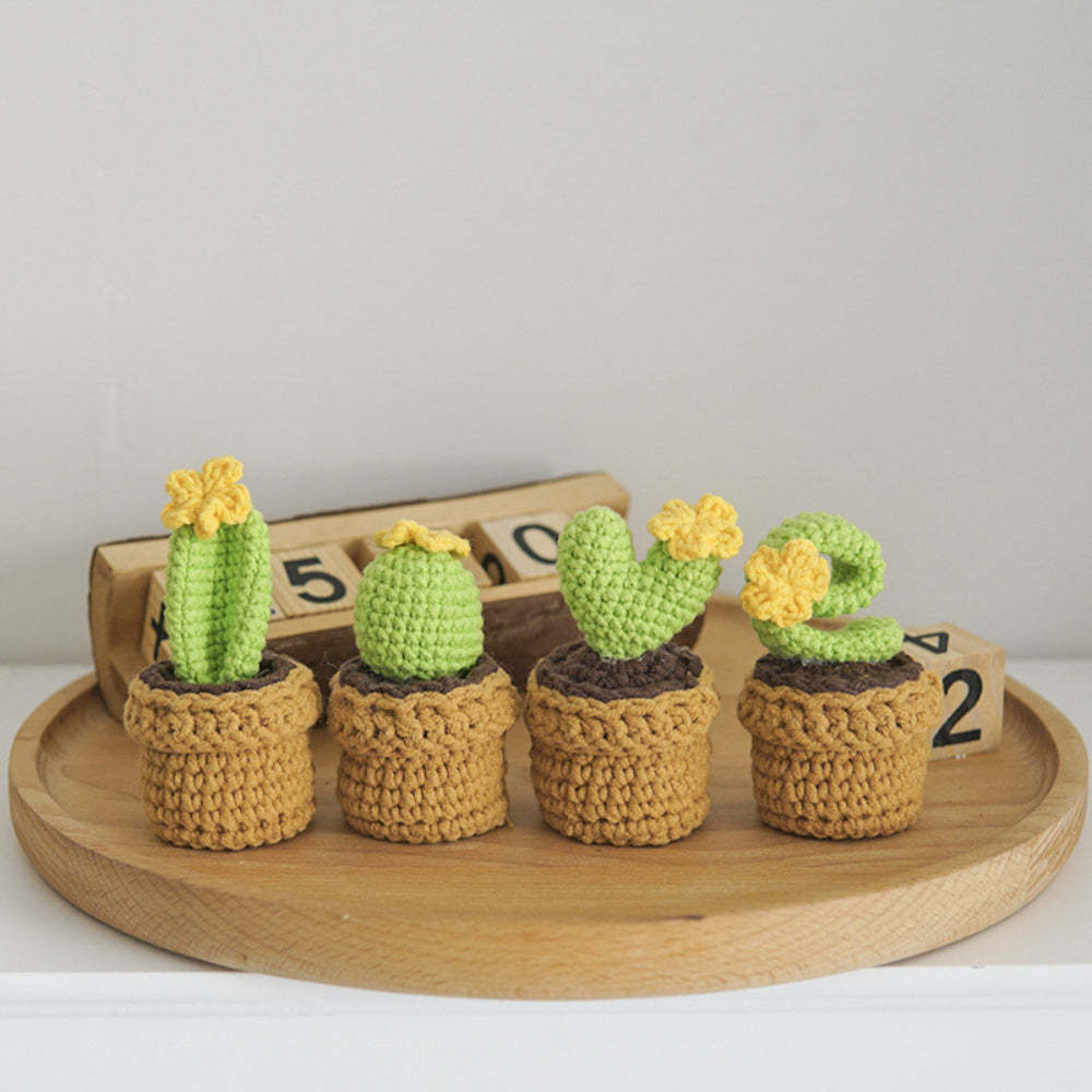 Love Handmade Crochet Completed Hand Woven Knitted Potted Plants Gift for Handicraft Lover - NameNecklace