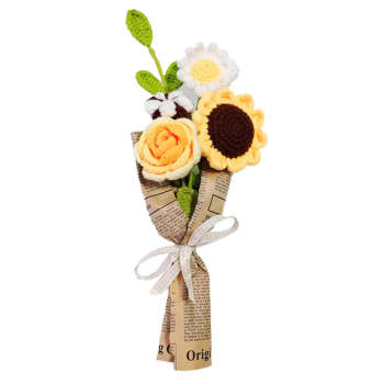 Crochet Flowers Bouquet Handmade Knitted Rose Bouquet Gift for Her - NameNecklace