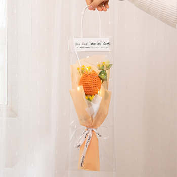 Crochet Flowers Bouquet Handmade Knitted Tulip Carnation Bouquet with Light Strip Gift for Her - NameNecklace